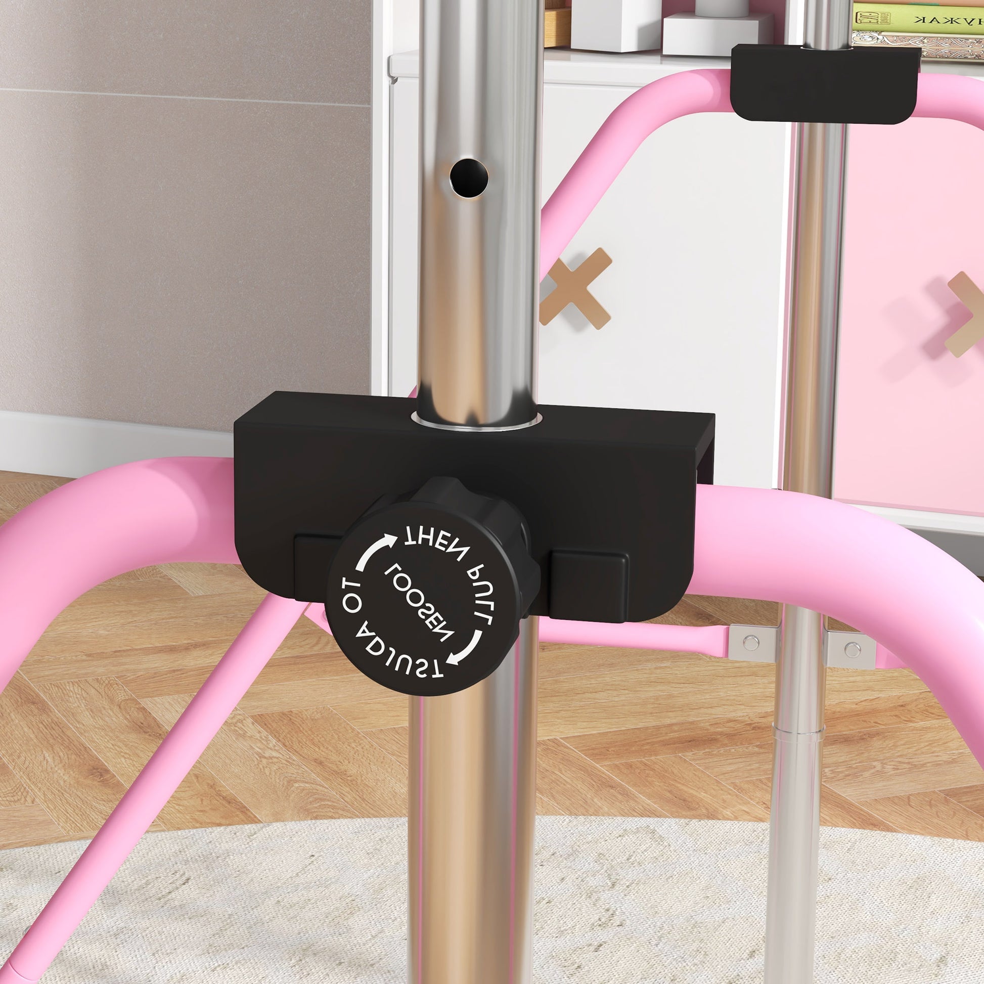 Children's Gymnastics Bar, Horizontal Bar, Adjustable Height Folding Gymnastics Equipment with Gymnastics Rings, Pink