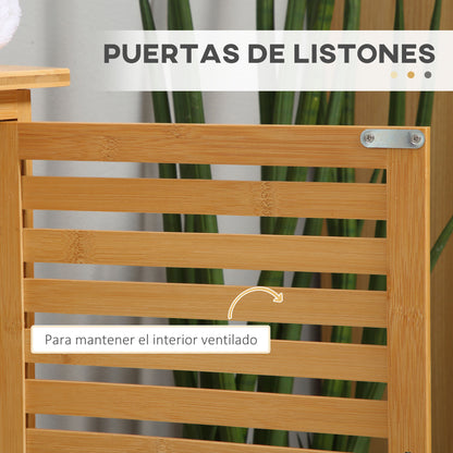 Bamboo Under Sink Cabinet with 2 Doors Bathroom Floor Cabinet 66x29x61.5 cm Natural