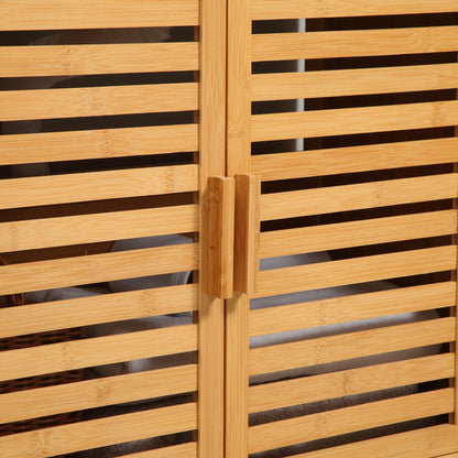 Bamboo Under Sink Cabinet with 2 Doors Bathroom Floor Cabinet 66x29x61.5 cm Natural