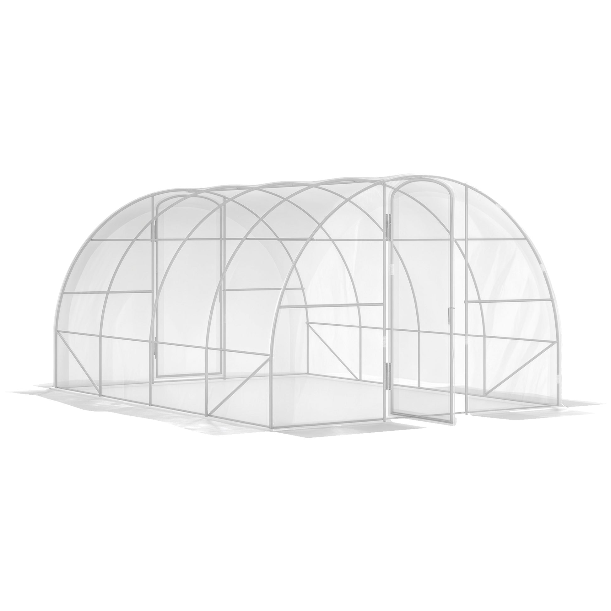 4x3x2m Tunnel Greenhouse Garden Greenhouse with 2 Doors PE 150g/m² Cover Galvanized Steel Frame and Rounded Roof for Cultivation of Plants Flowers Transparent