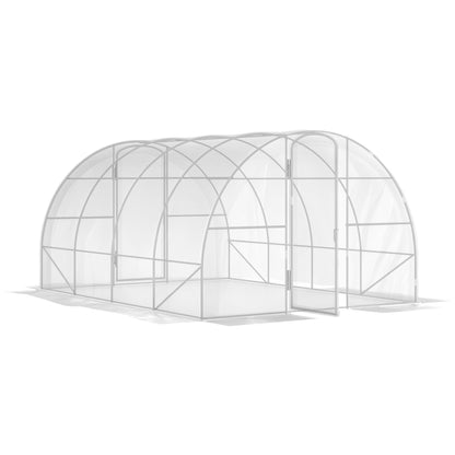 4x3x2m Tunnel Greenhouse Garden Greenhouse with 2 Doors PE 150g/m² Cover Galvanized Steel Frame and Rounded Roof for Cultivation of Plants Flowers Transparent