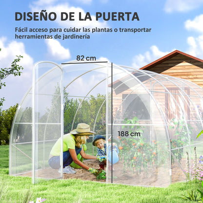4x3x2m Tunnel Greenhouse Garden Greenhouse with 2 Doors PE 150g/m² Cover Galvanized Steel Frame and Rounded Roof for Cultivation of Plants Flowers Transparent