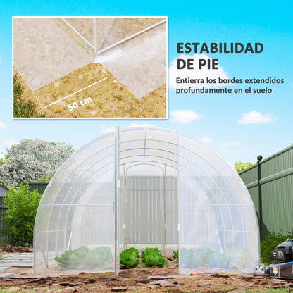 4x3x2m Tunnel Greenhouse Garden Greenhouse with 2 Doors PE 150g/m² Cover Galvanized Steel Frame and Rounded Roof for Cultivation of Plants Flowers Transparent