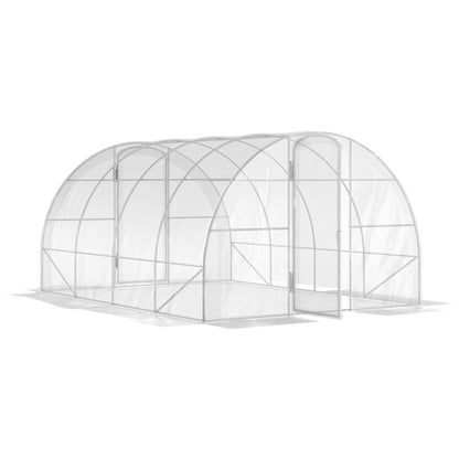 4x3x2m Tunnel Greenhouse Garden Greenhouse with 2 Doors PE 150g/m² Cover Galvanized Steel Frame and Rounded Roof for Cultivation of Plants Flowers Transparent