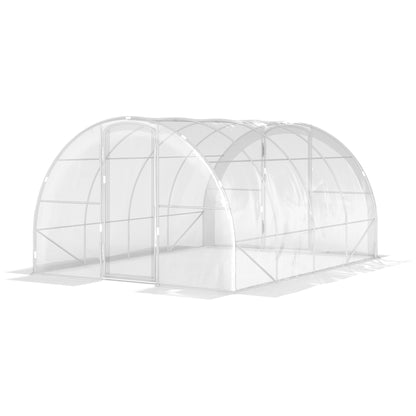 4x3x2m Tunnel Greenhouse Garden Greenhouse with 2 Doors PE 150g/m² Cover Galvanized Steel Frame and Rounded Roof for Cultivation of Plants Flowers Transparent