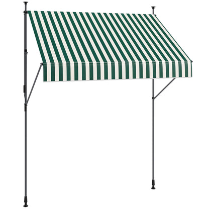 Sun Shade Awning 2x1.2 m with Retractable Arm, Outdoor Sun Canopy with Aluminum Frame and 180g/㎡ Polyester Fabric, for Garden, Balcony, and Terrace, Green and White