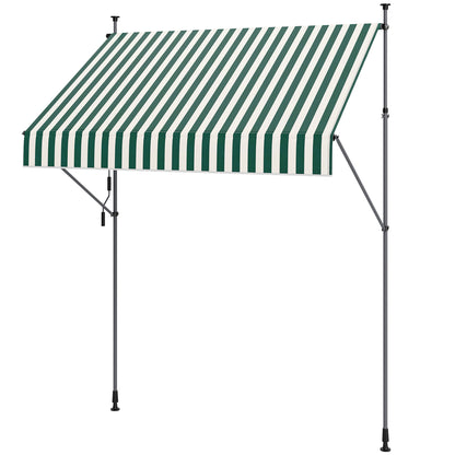 Sun Shade Awning 2x1.2 m with Retractable Arm, Outdoor Sun Canopy with Aluminum Frame and 180g/㎡ Polyester Fabric, for Garden, Balcony, and Terrace, Green and White
