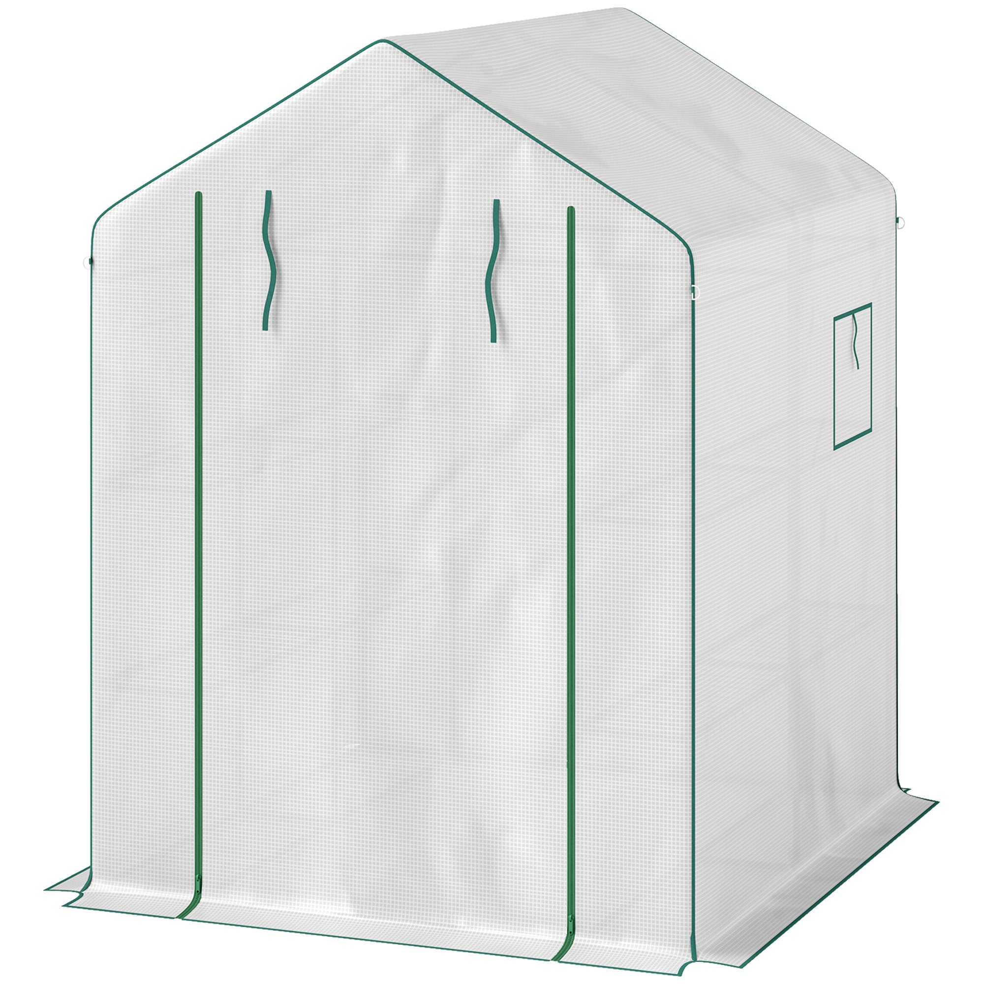 Garden Greenhouse with 3-Tier Shelves, Balcony Greenhouse, Reinforced 135 g/m² Cover, Steel Frame, Roll-Up Zipper Door, for Vegetables Plants Flowers, 140x143x190cm, White