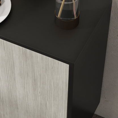 Kitchen Buffet Storage Cabinet 2 Cabinets with Adjustable Shelves, 121 x 37 x 75 cm, Black and Gray Wood Look