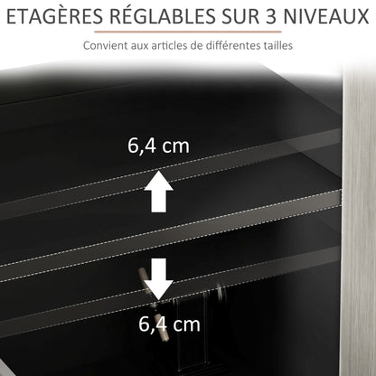 Kitchen Buffet Storage Cabinet 2 Cabinets with Adjustable Shelves, 121 x 37 x 75 cm, Black and Gray Wood Look