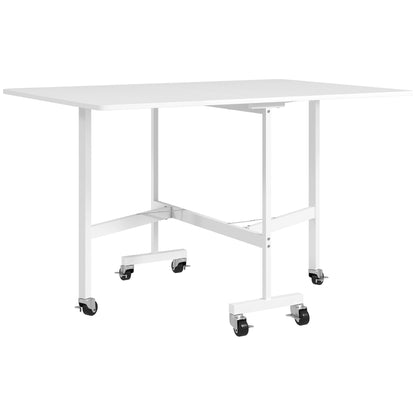 Folding Dining Table for 4-6 People Foldable Kitchen Table with Wheels and Folding Wings Folding Table for Kitchen Living Room 120x80x73 cm White
