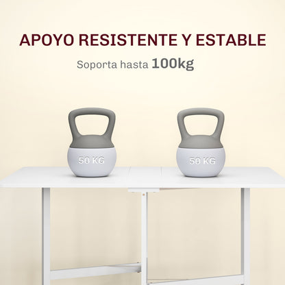 Folding Dining Table for 4-6 People Foldable Kitchen Table with Wheels and Folding Wings Folding Table for Kitchen Living Room 120x80x73 cm White