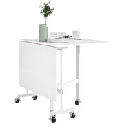 Folding Dining Table for 4-6 People Foldable Kitchen Table with Wheels and Folding Wings Folding Table for Kitchen Living Room 120x80x73 cm White