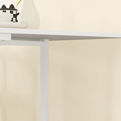 Folding Dining Table for 4-6 People Foldable Kitchen Table with Wheels and Folding Wings Folding Table for Kitchen Living Room 120x80x73 cm White