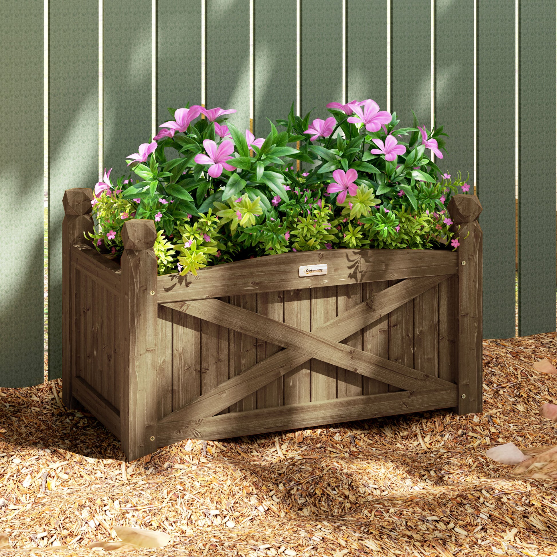 Raised Wooden Planter Urban Garden Wood for Cultivating Plants Flowers Herbs Rectangular Planter for Garden Balcony Terrace 60x39x37 cm Dark Brown