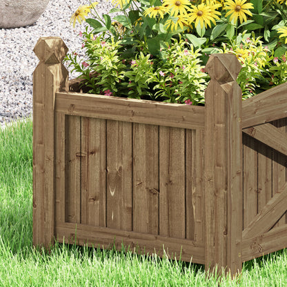 Raised Wooden Planter Urban Garden Wood for Cultivating Plants Flowers Herbs Rectangular Planter for Garden Balcony Terrace 60x39x37 cm Dark Brown