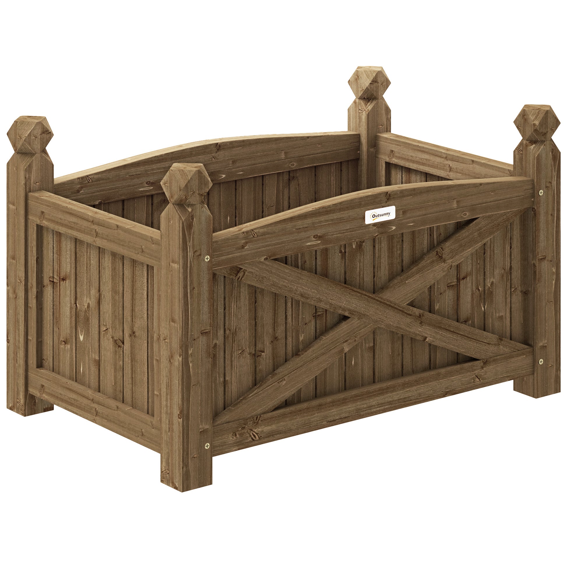 Raised Wooden Planter Urban Garden Wood for Cultivating Plants Flowers Herbs Rectangular Planter for Garden Balcony Terrace 60x39x37 cm Dark Brown