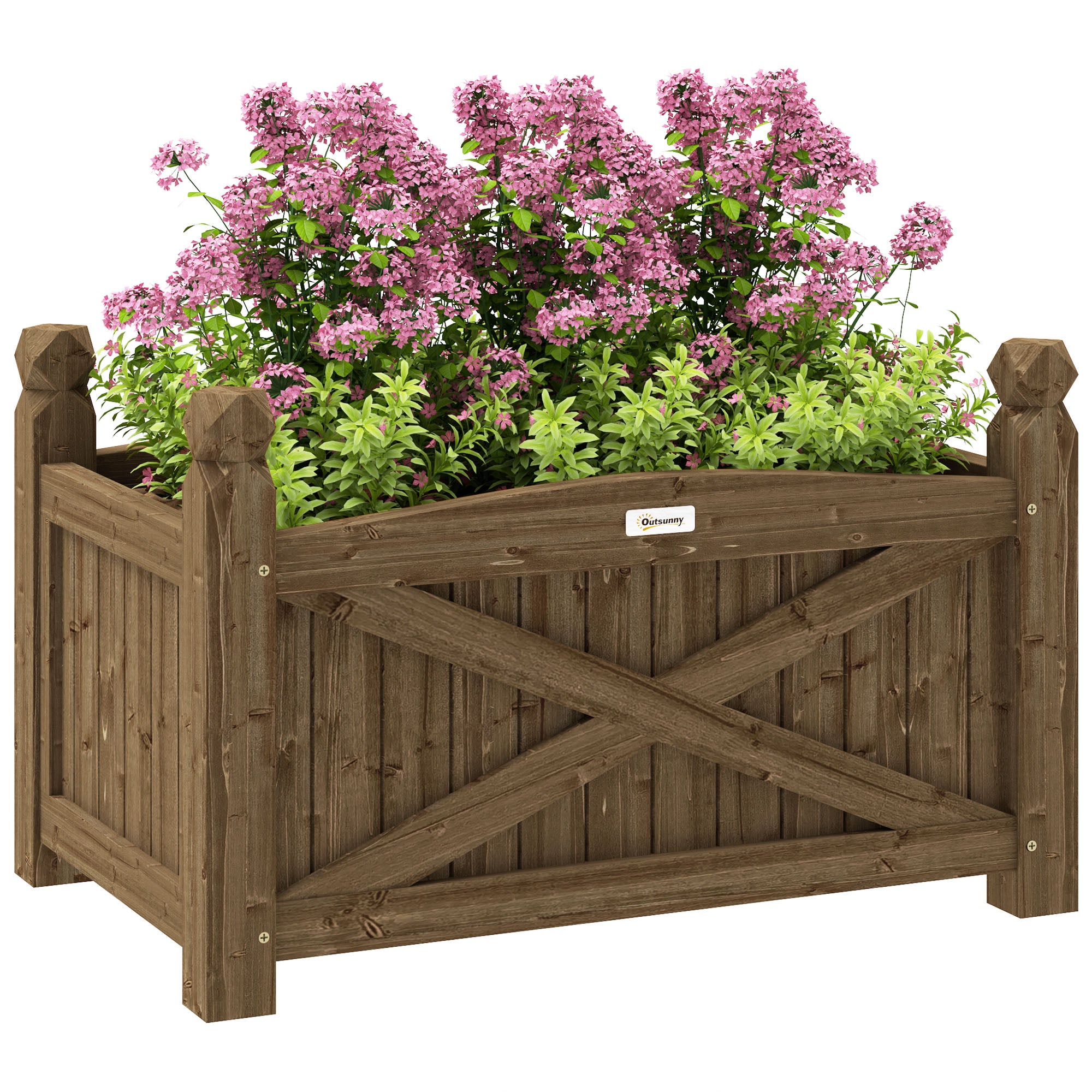 Raised Wooden Planter Urban Garden Wood for Cultivating Plants Flowers Herbs Rectangular Planter for Garden Balcony Terrace 60x39x37 cm Dark Brown