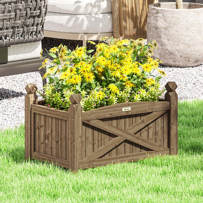 Raised Wooden Planter Urban Garden Wood for Cultivating Plants Flowers Herbs Rectangular Planter for Garden Balcony Terrace 60x39x37 cm Dark Brown