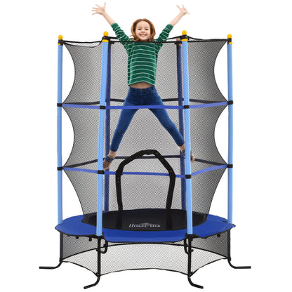 Children's Trampoline Ø163 cm, Trampoline with Safety Net, Edge Cover, Garden Trampoline for Children 3-10 Years, up to 50 kg Load Capacity, Blue