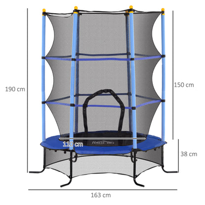 Children's Trampoline Ø163 cm, Trampoline with Safety Net, Edge Cover, Garden Trampoline for Children 3-10 Years, up to 50 kg Load Capacity, Blue