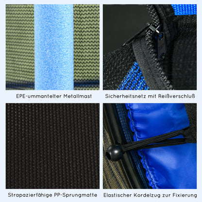 Children's Trampoline Ø163 cm, Trampoline with Safety Net, Edge Cover, Garden Trampoline for Children 3-10 Years, up to 50 kg Load Capacity, Blue