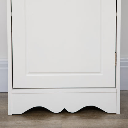 Bathroom Tower Cabinet 3 Adjustable Shelves on 3 Levels and 1 Large Lower Cabinet Knobs on Door MDF White 40x23x160cm