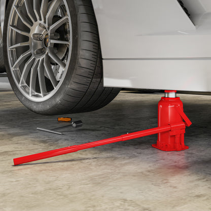 12 T Hydraulic Bottle Jack, hydraulic bottle jack lifting range 190-370mm with long handle and saddle, for pickup, truck, RV, automotive repair, red