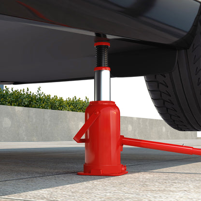 12 T Hydraulic Bottle Jack, hydraulic bottle jack lifting range 190-370mm with long handle and saddle, for pickup, truck, RV, automotive repair, red
