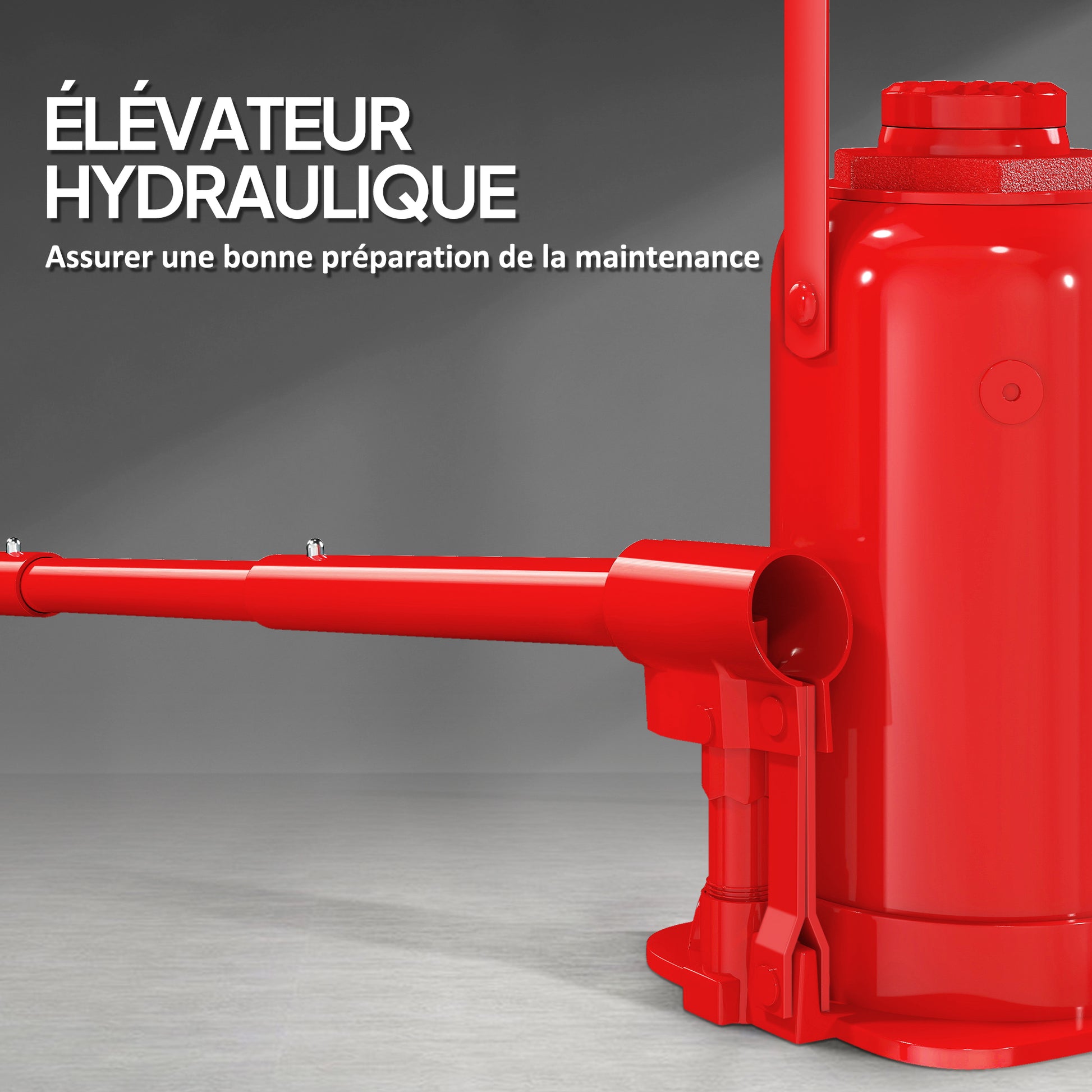 12 T Hydraulic Bottle Jack, hydraulic bottle jack lifting range 190-370mm with long handle and saddle, for pickup, truck, RV, automotive repair, red