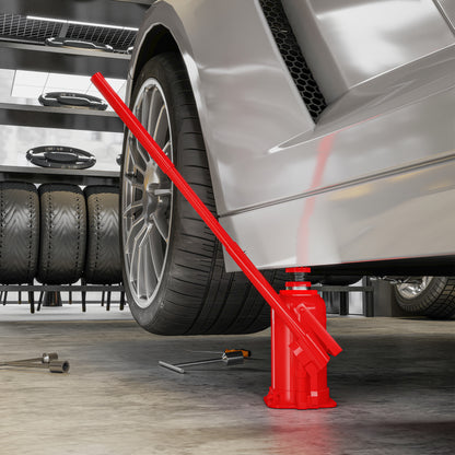 12 T Hydraulic Bottle Jack, hydraulic bottle jack lifting range 190-370mm with long handle and saddle, for pickup, truck, RV, automotive repair, red