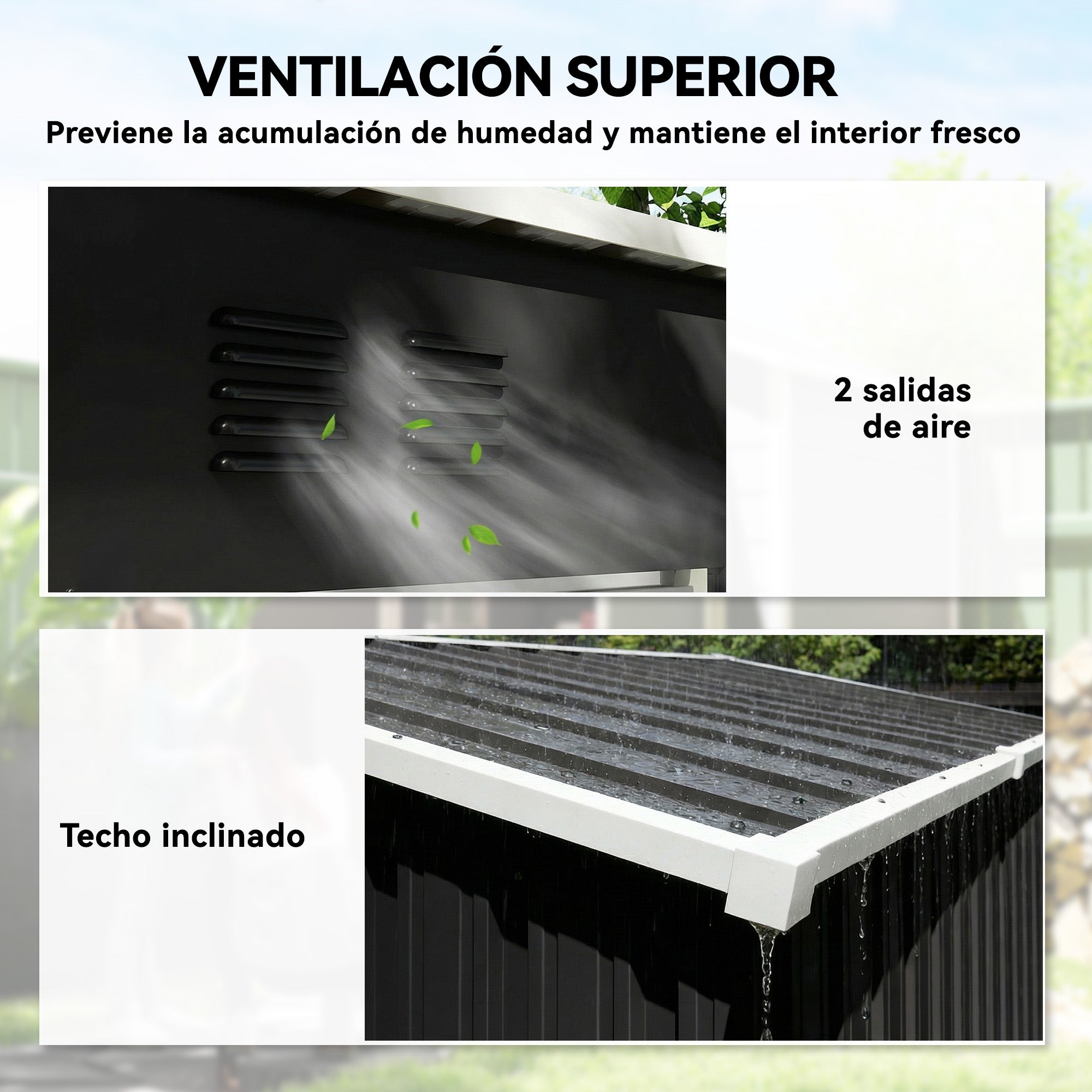 Outdoor Metal Garden Shed 1.37 m², 163 x 90 x 179 cm (64.2 in x 35.4 in x 70.5 in) – Lockable Door, Ventilation Slots, Tool Storage, Dark Gray