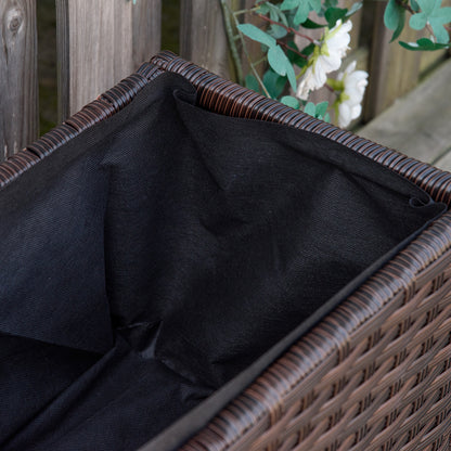 Raised Bed Poly Rattan with Wheels Planter Box with Drainage Holes Flower Pot Coffee-Brown 94.5 x 31 x 36 cm