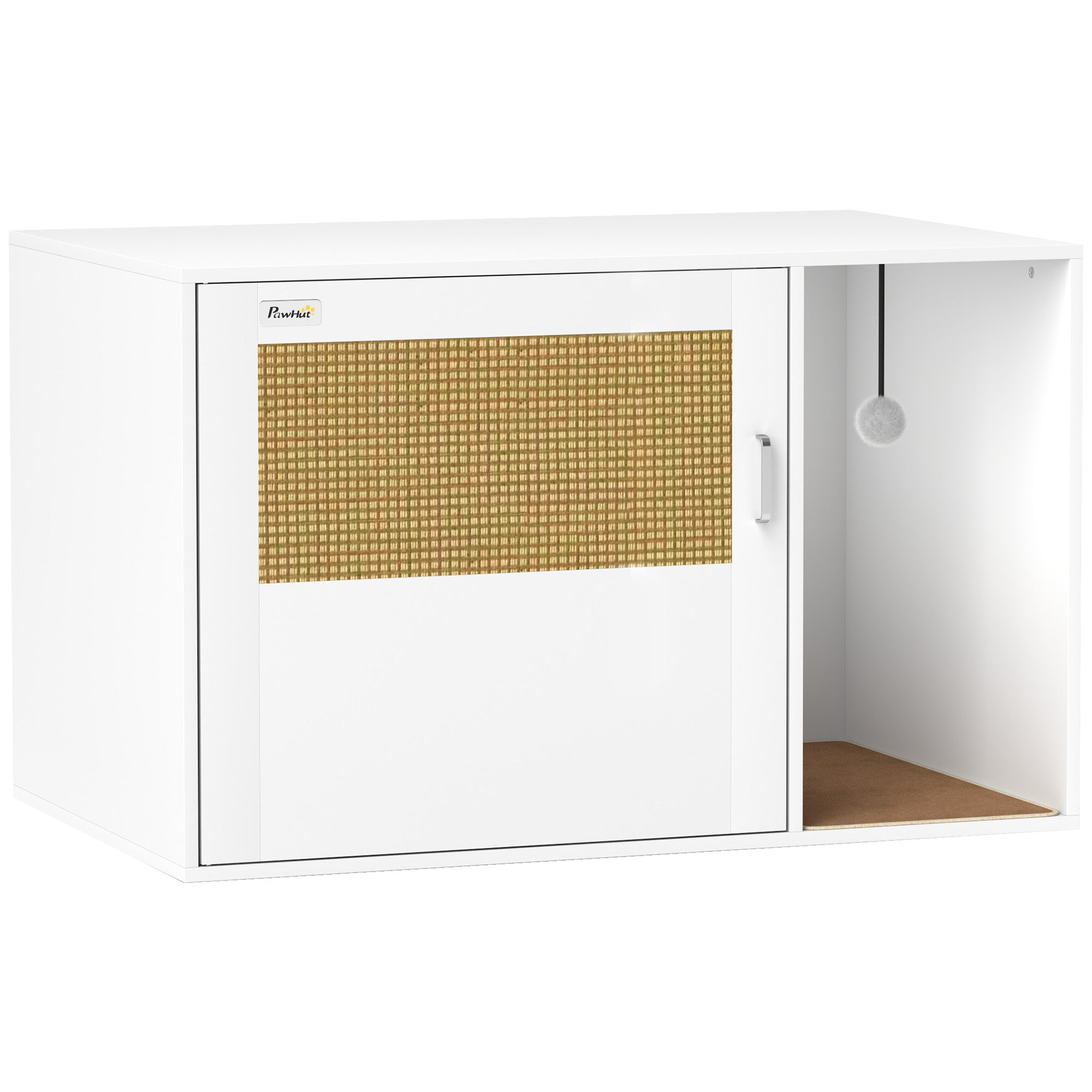Cat Litter Box Cabinet Cat Cabinet with Hole, Cat Toilet with Door, Entrance, Scratch Pad, Cat Litter Cabinet for Cats under 6 kg, 80 x 50 x 50 cm, Indoor, White