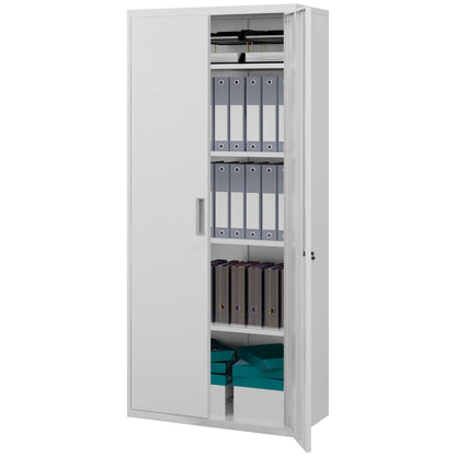 Filing Cabinet, Office Cabinet with 2 Doors, 5 Levels Multipurpose Cabinet with Adjustable Shelf, Steel Storage Cabinet, for Home Office, Living Room, White
