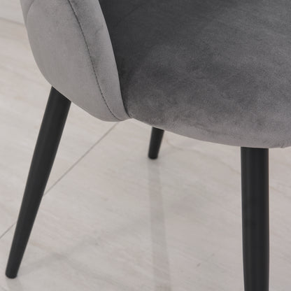 Dining Chairs Set of 2 Kitchen Chair with Shell-Shaped Back, Velvet-Like, Upholstered Armchair with Footrest, Chairs, Living Room Chair with Steel Legs for Dining Table, Gray