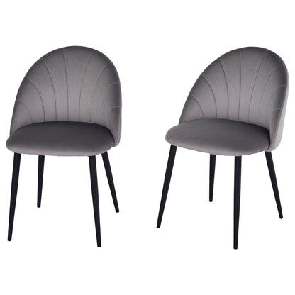 Dining Chairs Set of 2 Kitchen Chair with Shell-Shaped Back, Velvet-Like, Upholstered Armchair with Footrest, Chairs, Living Room Chair with Steel Legs for Dining Table, Gray
