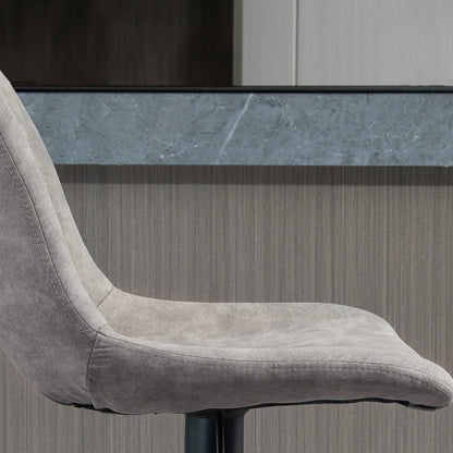 Set of 2 vintage style adjustable height swivel bar stools with footrest - Gray