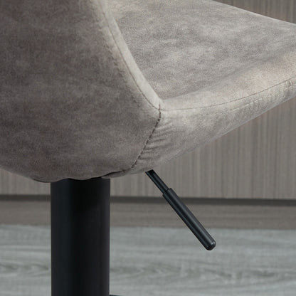 Set of 2 vintage style adjustable height swivel bar stools with footrest - Gray