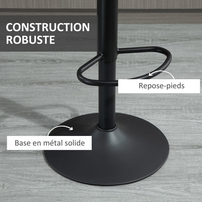 Set of 2 vintage style adjustable height swivel bar stools with footrest - Gray