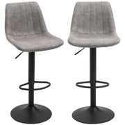 Set of 2 vintage style adjustable height swivel bar stools with footrest - Gray