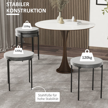 Set of 4 Stackable Dining Chairs Kitchen Stools with Padded Seat, Velvet Look Velvet Kitchen Dining Metal Grey 41.5 x 41.5 x 46 cm