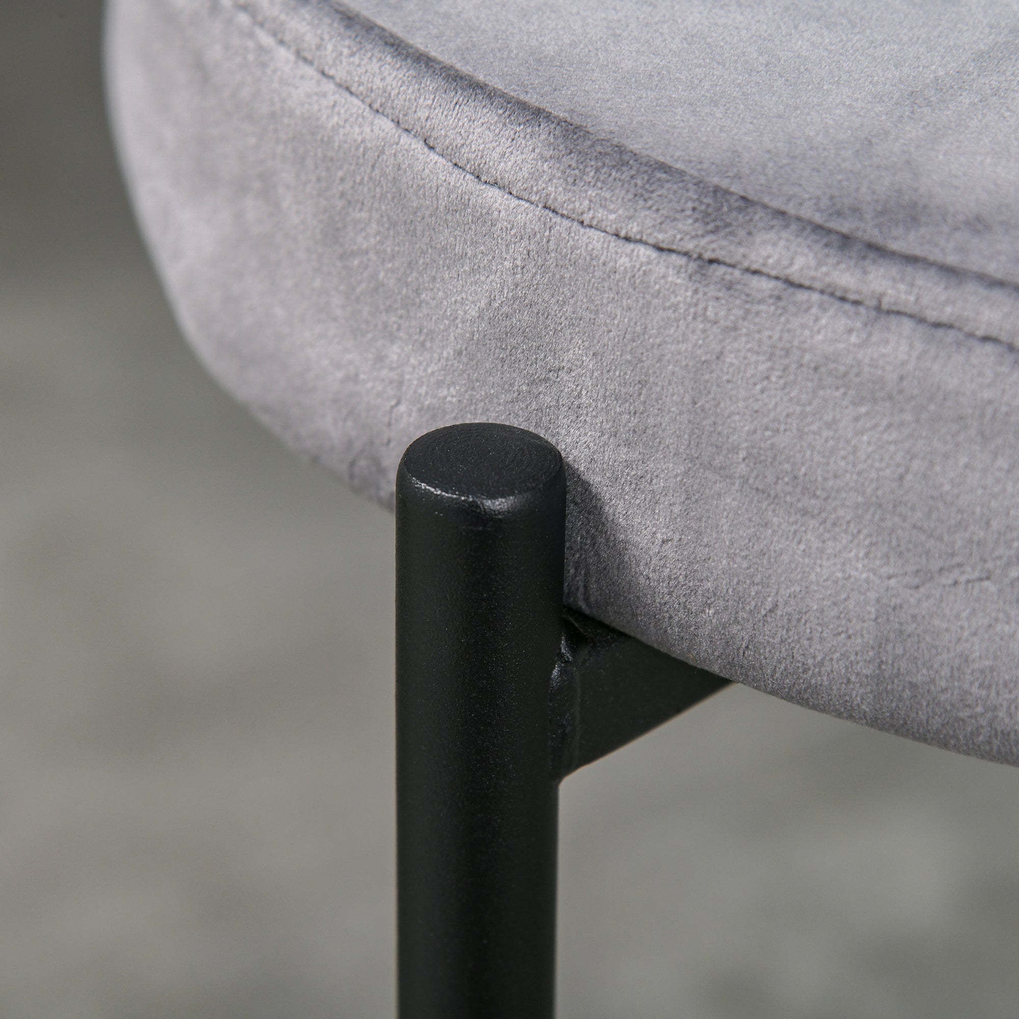 Set of 4 Stackable Dining Chairs Kitchen Stools with Padded Seat, Velvet Look Velvet Kitchen Dining Metal Grey 41.5 x 41.5 x 46 cm