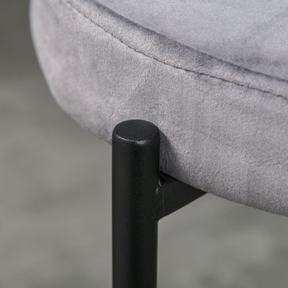 Set of 4 Stackable Dining Chairs Kitchen Stools with Padded Seat, Velvet Look Velvet Kitchen Dining Metal Grey 41.5 x 41.5 x 46 cm