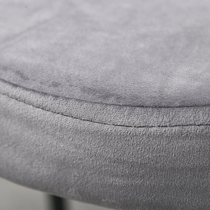 Set of 4 Stackable Dining Chairs Kitchen Stools with Padded Seat, Velvet Look Velvet Kitchen Dining Metal Grey 41.5 x 41.5 x 46 cm