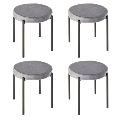Set of 4 Stackable Dining Chairs Kitchen Stools with Padded Seat, Velvet Look Velvet Kitchen Dining Metal Grey 41.5 x 41.5 x 46 cm