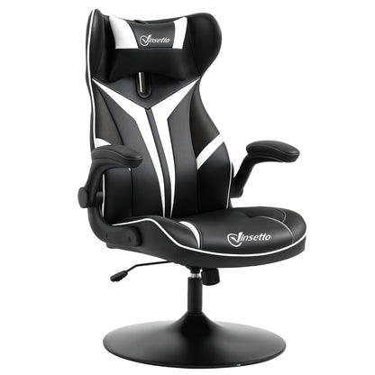 Gaming Chair ergonomic Computer Chair with Rocking Function Swivel Chair height adjustable Steel Black + White 67 x 70 x 106-112 cm