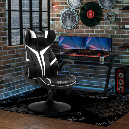 Gaming Chair ergonomic Computer Chair with Rocking Function Swivel Chair height adjustable Steel Black + White 67 x 70 x 106-112 cm