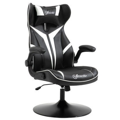 Gaming Chair ergonomic Computer Chair with Rocking Function Swivel Chair height adjustable Steel Black + White 67 x 70 x 106-112 cm