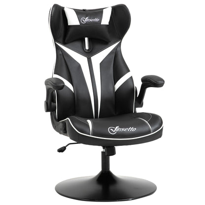 Gaming Chair ergonomic Computer Chair with Rocking Function Swivel Chair height adjustable Steel Black + White 67 x 70 x 106-112 cm